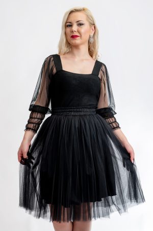 Malikafashion-Fusta Tulle Negru Scurta