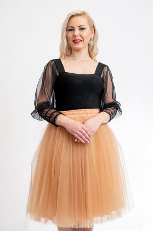 Malikafashion-Fusta Tulle Nude Scurta