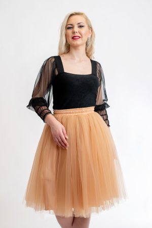 Malikafashion-Fusta Tulle Nude Scurta
