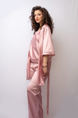 Set Pijama Selena cu Halat, Maiou Si Pantaloni