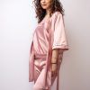 Set Pijama Selena cu Halat, Maiou Si Pantaloni