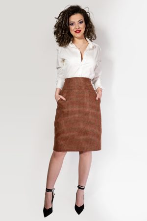 Alternative view of Fusta de Stofa Midi Claire Cu Buzunare, Malika Fashion