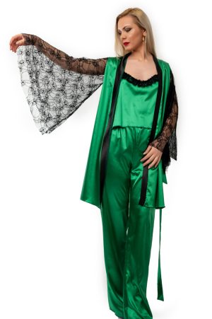 Alternative view of Halat Dama Satin Stela cu Maneci din Dantela, Malika Fashion