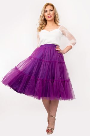 Alternative view of Fusta Tulle Dama Prestige Cu Jumatati De Perlute By Malika Fashion