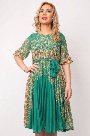 Alternative view of Rochie Dama Flavia Verde Cu Model Inflorat