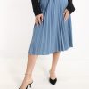 Fusta Plisata Midi Maia Albastru