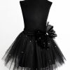 Fusta Tulle Fete cu Funda si Jumatati de Perle, Negru, Malika Fashion
