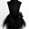 Fusta Tulle Fete cu Funda si Jumatati de Perle, Negru, Malika Fashion
