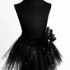 Fusta Tulle Fete cu Funda si Jumatati de Perle, Negru, Malika Fashion