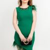Rochie De Ocazie Agnes, Verde Cu Pene