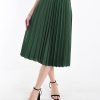 Fusta plisata cu elastic negru, midi, verde