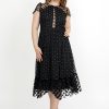 Rochie eleganta dama Abby, midi, neagra cu volan - Moze
