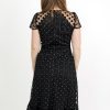 Rochie eleganta dama Abby, midi, neagra cu volan - Moze