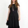 Rochie eleganta dama Abby, midi, neagra cu volan - Moze