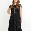 Rochie eleganta dama Abby, midi, neagra cu volan - Moze
