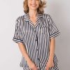 Set pijama dama cu dungi alb-negru