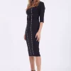 Rochie eleganta de ocazie neagra midi cu manaca