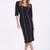 Rochie eleganta de ocazie neagra midi cu manaca