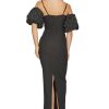 Rochie de ocazie eleganta lunga maxi neagra cu maneca lunga