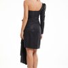 Rochie neagra eleganta mini cu o singura maneca Erica