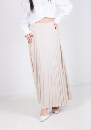 Fusta plisata lunga Longuette din satin cu elastic