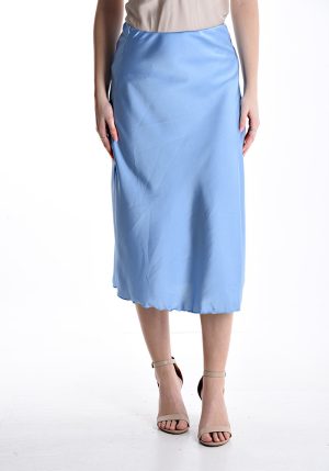 Fusta midi din satin cu elastic diferite culori