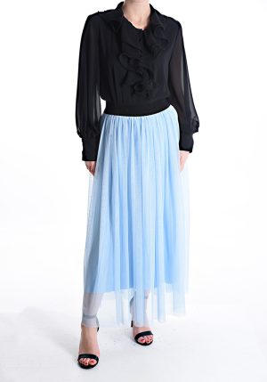 Fusta Tulle Longuette cu jupa si elastic in talie