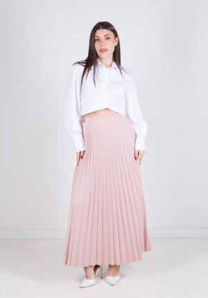 Fusta plisata lunga Longuette din satin cu elastic