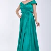 Rochie eleganta maxi verde fara maneci din satin Dalia