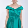 Rochie eleganta maxi verde fara maneci din satin Dalia