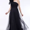 Rochie eleganta neagra, fara maneci, din tulle Evelyn