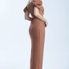 Rochie de dama eleganta lunga, maro, cu umerii goi, Sophie