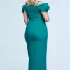 Rochie eleganta maxi de dama fara maneci verde Thea