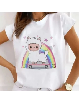 Tricou Dama Alb “Rainbow Sheep”