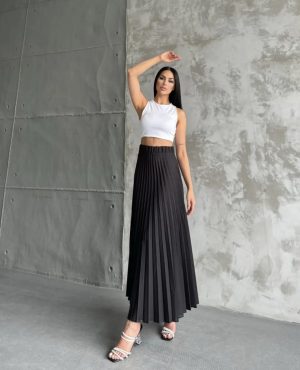 Fusta plisata lunga neagra marime unica