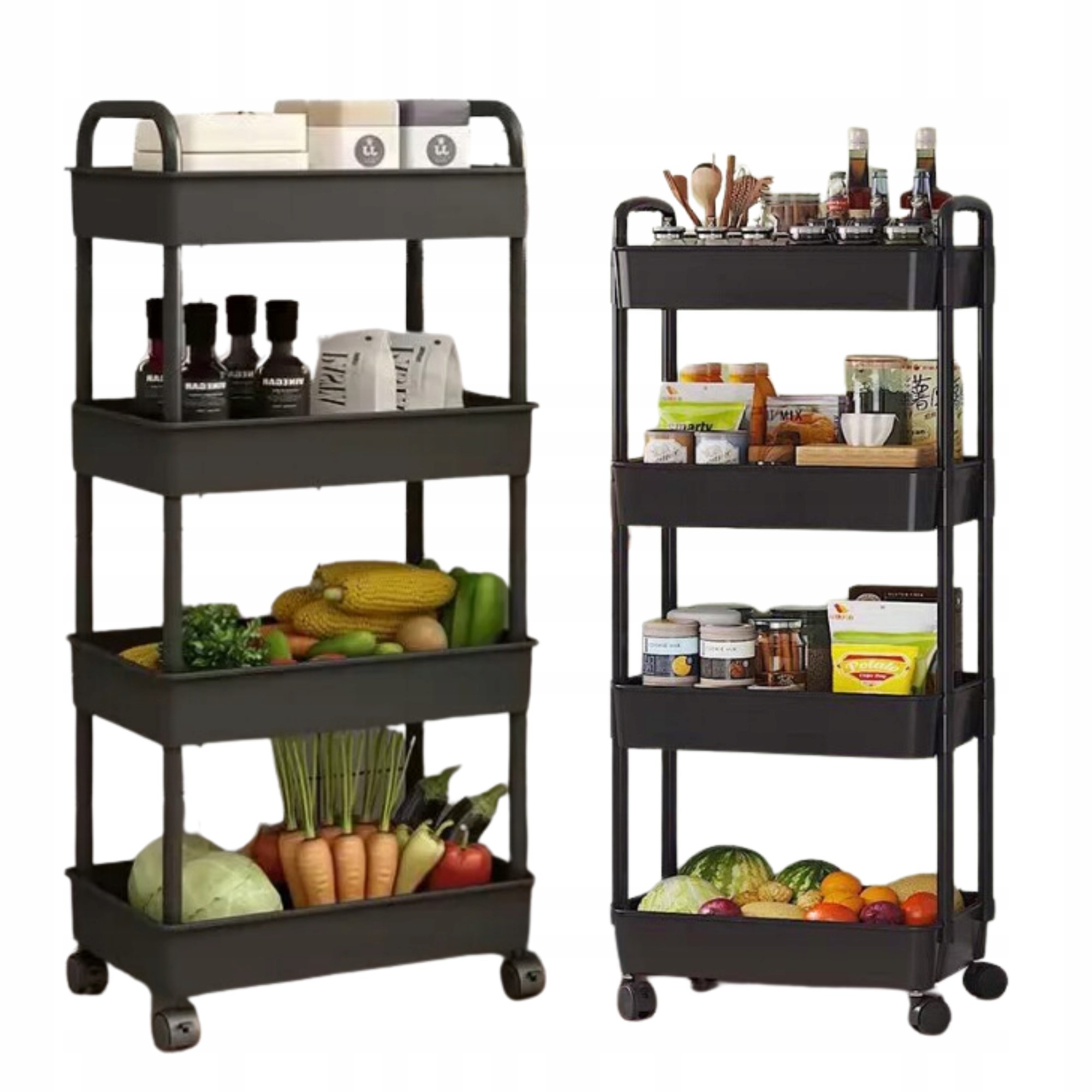 Dulap mobil cu rafturi pe roti 4 nivele pentru bucatarie