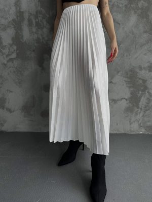 Fusta plisata lunga alba marime unica