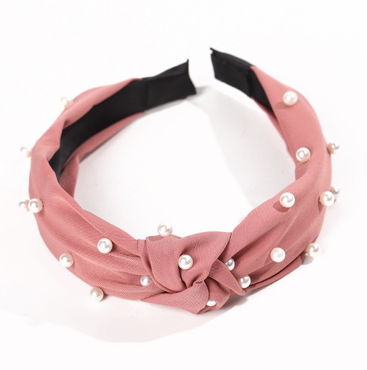 Bentita de par cu perlute roz inchis