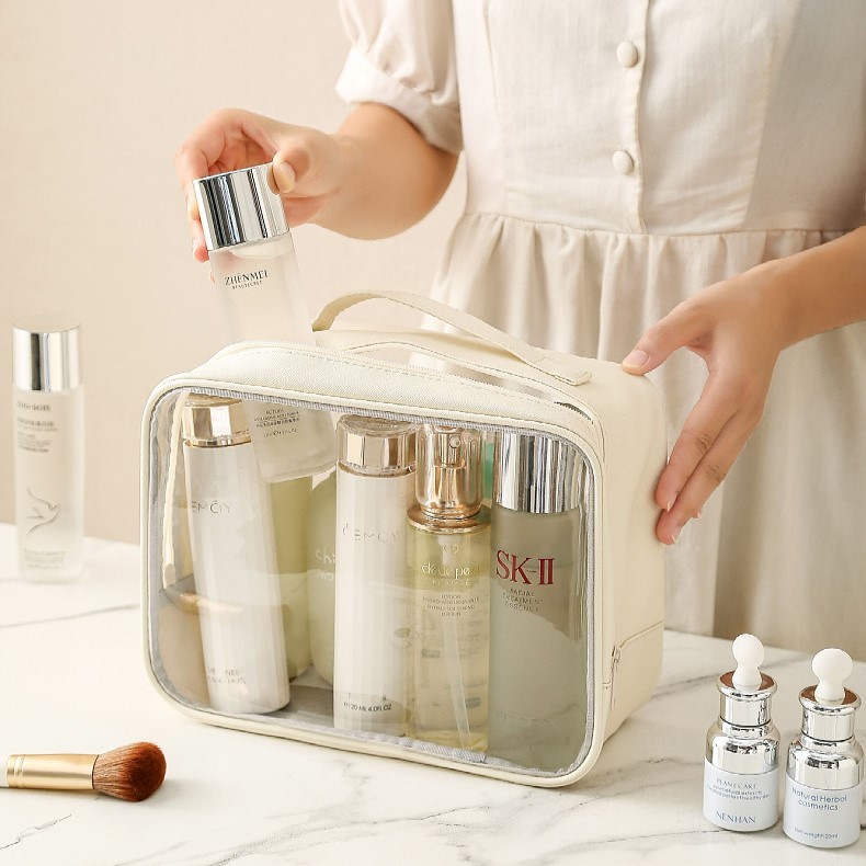 Organizator de cosmetice culoare crem dimensiuni 26x20x10