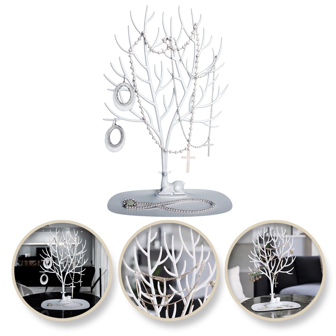 Organizator Bijuterii Sub Forma De Cerb Alb Pentru Cercei Si Inele