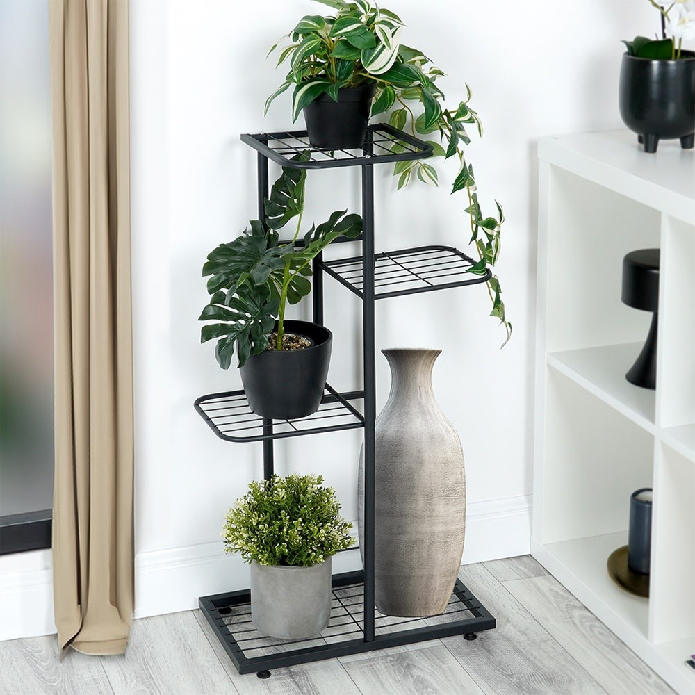 Suport pentru flori din metal, negru, cu 4 niveluri, 80 cm inaltime - imagine 10