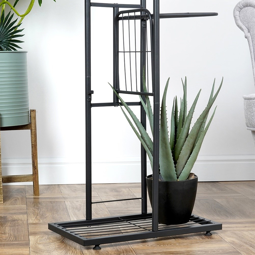 Suport pentru flori din metal, negru, cu 4 niveluri, 80 cm inaltime - imagine 3