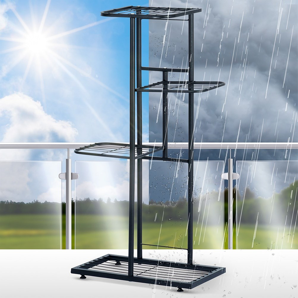 Suport pentru flori din metal, negru, cu 4 niveluri, 80 cm inaltime - imagine 6