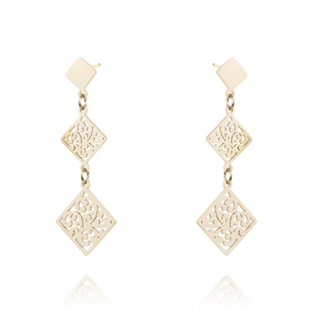 Cercei din otel inoxidabil placati cu aur deosebiti